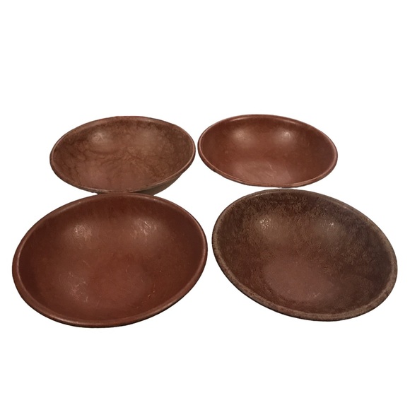 4 Vintage Faux Burl Wood Brown 2 Boltalite 2 Hunter Melamine 8" Bowl MCM USA - Picture 3 of 12